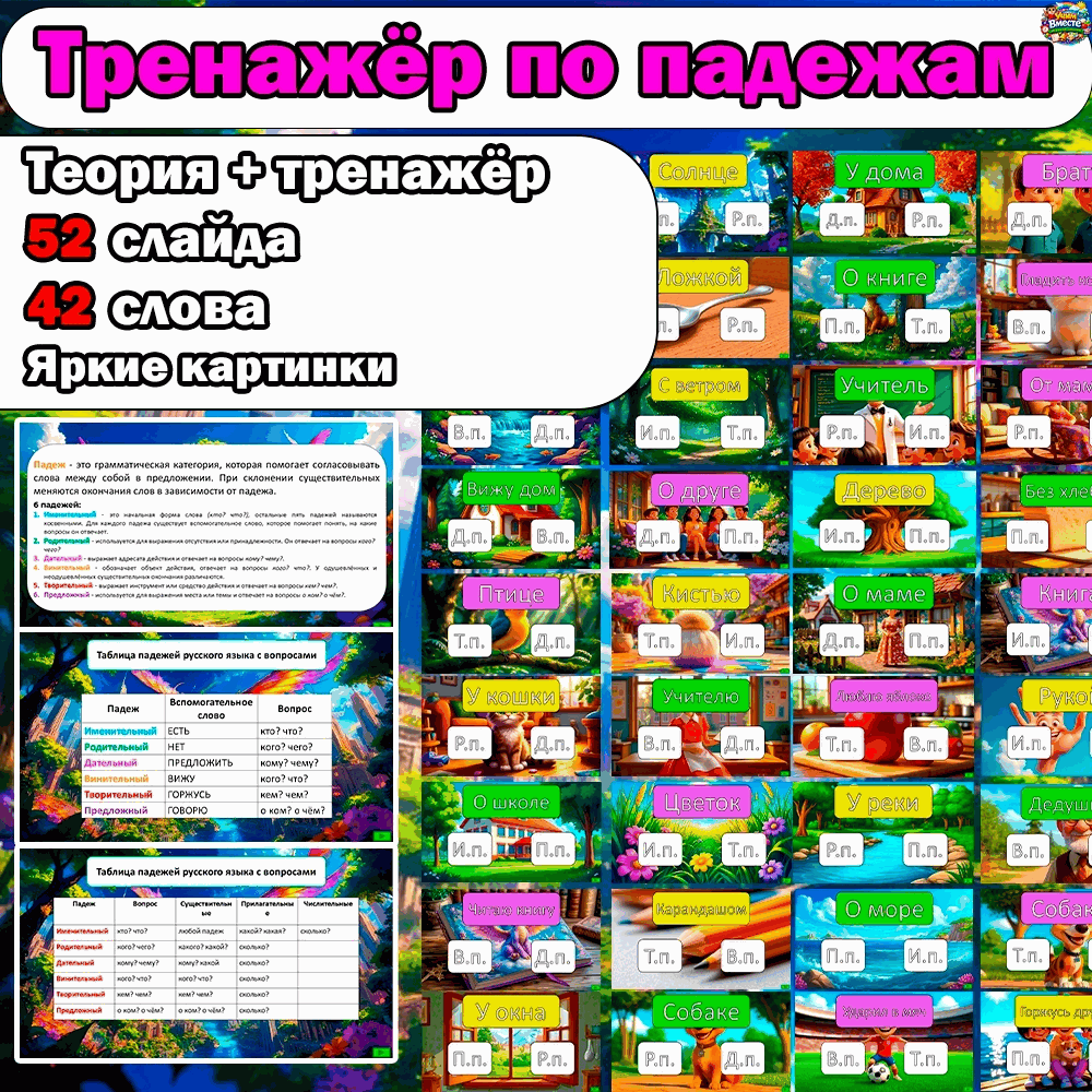 Тренажёр по падежам + теория — 3 класс